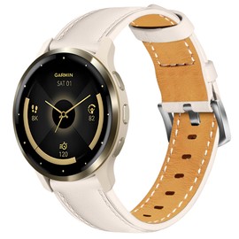 Laband 18mm Leather Watch Band Compatible with Garmin Venu 3S 41mm/Venu 4 41mm/Venu 2S/Vivoactive 4S/Vivomove 3S/Forerunner 265S/Forerunner 255S, Genuine Leather Soft Strap Wristband for Women Men