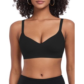 ANGOOL Women's Sports Bra Non-Wired Padded Adjustable Straps Low Impact Workout for Yoga Pilates Gym, Black, L