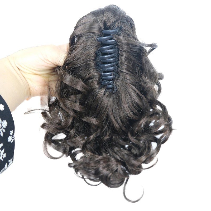 Lydell 12" Curly Wavy Ponytail Hairpiece Styled Clip In Claw