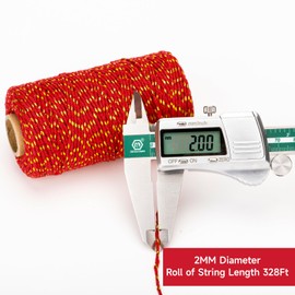 G2PLUS Red Gold String - 2MM 328ft Bakers Twine, Red Cotton and Gold String for Gift Wrapping, DIY Crafts, Wedding, Christmas Party Decor