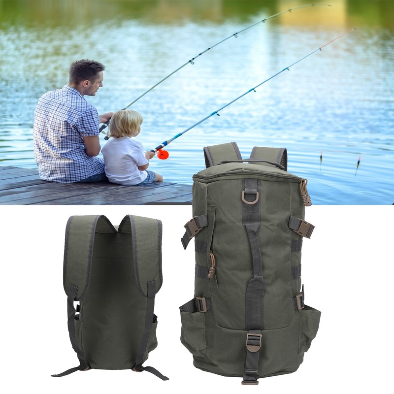 Fishing Tackle Backpack Large Capacity Portable Cylindrical Fishing Rod Bag