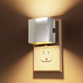 L LOHAS LED Night Light,Night Lights Plug into Wall,[2-Pack]Dimmable Night Light with Light Sensor,3000K Warm White,Silver Nightlight for Bathroom Hallway Kitchen