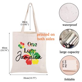 TGBJE Jamaica Theme Tote Bag Vacation Travel Gift Flag Souvenir Gifts One Love Jamaican Shoulder Bag (C Jamaica Tote)