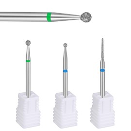 Nail Drill Bit Set, 3 Pcs Diamond Nails Drills Bits Russian Manicure Drill Bits Mini Sanding Bands Cuticle Removal Bit Diamond Manicure Set for 3/32''Electric Nail File Machine Pedicure Tool