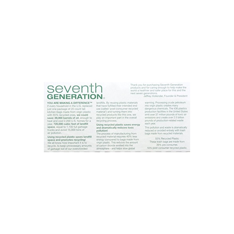 Seventh Generation Drawstring Trash Bags - 13 gal - 20
