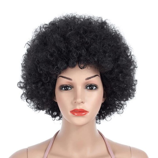 Bomber Afro Wig Unisex Cosplay Costume Prop Party Halloween Costume Clown Wig (Black)