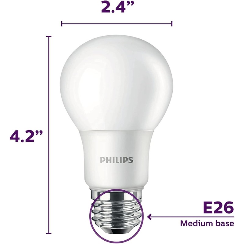 Philip LED Basic Frosted Spiral A19, Non-Dimmable, Eye Comfort Technology,