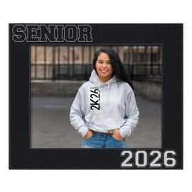ThisWear Graduation Decorations Senior 2026 Word Art Laser Engraved Leatherette 8x10 Photo Frame Black