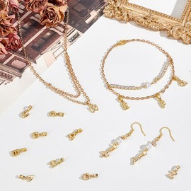 PH PandaHall - 26 dijes chapados en oro de 18 quilates con letra de burbuja, dije con inicial dorada para hacer joyas, arete, pulseras, collares, bricolaje, día de la madre, 10 x 6 mm