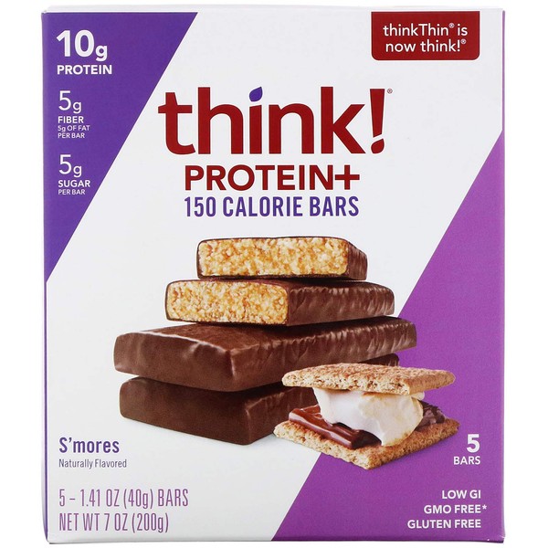 Think!, Barras Protein+ de 150 calorías, S'mores, 5 barras, 1,41 oz (40 g) cada una