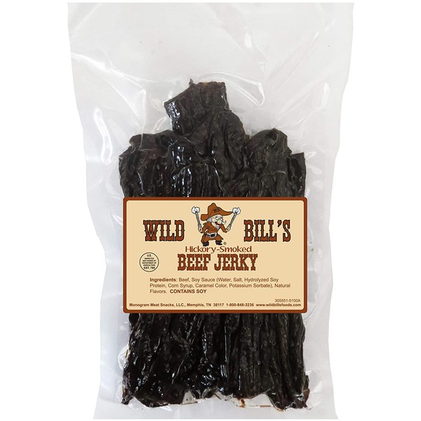 Wild Bills Hickory Smoked Beef Jerky Strips, 30-Count, 15-Ounce