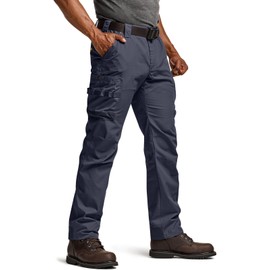CQR Men's Quick Dry Work Pants, Water Resistant Outdoor Tactical Pants, Lightweight Stretch Cargo Hiking Pants, Frontline Police Navy, 30W x 32L