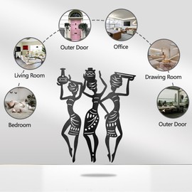 WADORN African Woman Metal Wall Art Decor Metal Wall Decoration with the Inscription "African Dancing Woman" for Hanging Signs Wall Sculpture and Statues 25 x 30 cm Woman