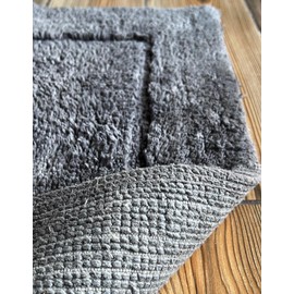 KEMA Bath Mat for Bathroom, Tub, 24 x 60 inches 100% Cotton, Non- Slip, Absorbent, Bathmat for Bathroom Floor Runner Rug for Bath Tub, Shower, Washable, Frost Gray