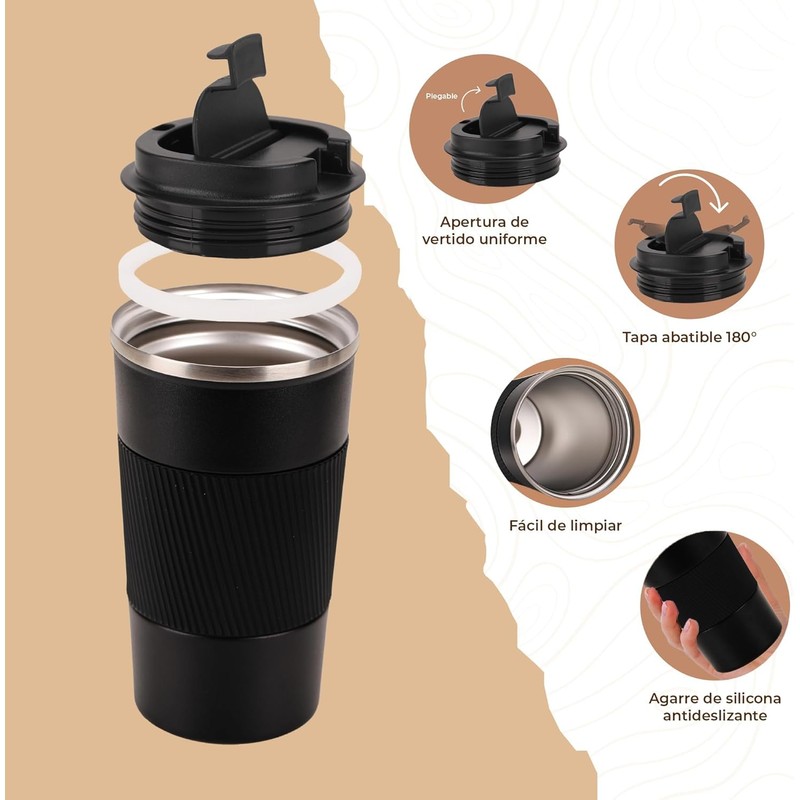 Smarthers Thermoskanne für Kaffee oder Tee, Thermobecher für Kaffee, Thermobecher