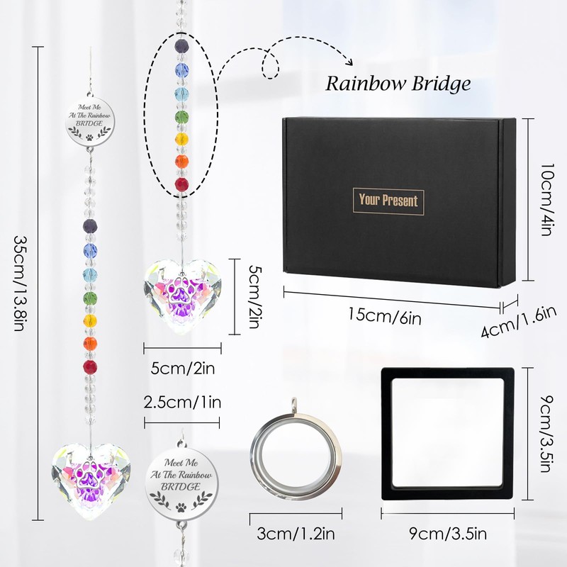 Teeloray Crystal Suncatcher Pet Memorial Gift, Rainbow Prism Window Decorative