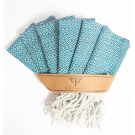 Smyrna Turkish Cotton Wash Cloths Pack of 6 | 12"x12" | Versatile Bath Towels for Bathroom, Hotel, SPA, Gym | Soft, Absorbent, Prewashed and Quick Dry Turkish Hand Towels, Turquoise
