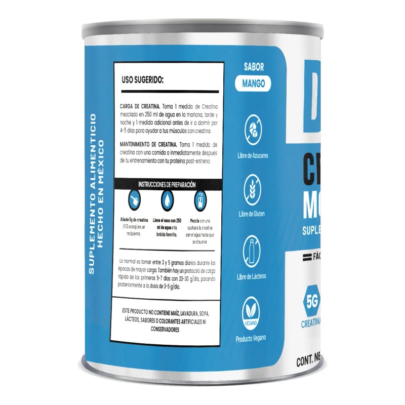 Creatina Suplemento Monohidratada D-mon 250g 50 Servicios Sabor Mango