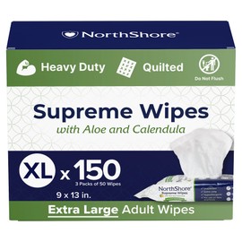 NorthShore Supreme Heavy-Duty Quilted Wipes, X-Large, 9 x 13 in., 50 ct, 3-Pack