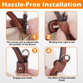 GADITIEK Strap and Organiser for Longchamp Mini Bag, Leather Brown Bag Straps For Crossbody Handbags and Felt Mini Bag Organizer Insert for Long Champ Mini