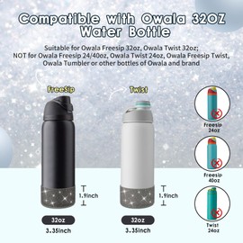 BKBY Protective Glitter Silicone Boot Compatible with Owala 24oz 32oz 40oz, Bling Cup Sleeve Bottom Bumper Cover Compatible with Owala FreeSip, Twist, or Flip Stainless Steel Water Bottles