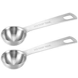 2 PCS 2/3 Tbsp (1 2/3 TSP | 10 ml | 10 cc) Measuring Spoons, Tablespoon Measuring Spoon, Stainless Steel Measuring Spoon for Kitchen Cooking Spoons(Silver)