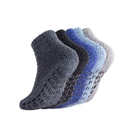 Breslatte Non Slip Socks Hospital Socks with Grips for Women Grip Socks for Women Fluffy Socks with Grips for Women 5 pairs 2 Darkcolor