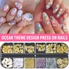 ROFIBUT Summer Nail Charms Pearls Seashell Starfish Gold Nail Rhinestones