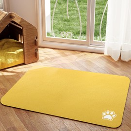 HotLive Pet Feeding Mat - Yellow 16"x 24" | Absorbent Dog Mat for Food and Water, No Stains Cat Bowl Mat, Easy to Clean Pet Placemats, Quick Dry Dog Water Dispenser Mat for Messy Drinkers