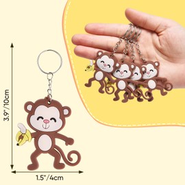 Mirabuy 40 Pack Cute Monkey Keychains for Wild Animal Party Decorations, Safari Animal Party Decorations, Baby Shower Return Gifts