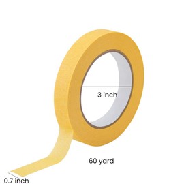 Lichamp 20-Pack Automotive Refinish Masking Tape Yellow 18mm x 55m, Cars Vehicles Auto Body Paint Tape, Automotive Painters Tapes Bulk Set 0.7-inch x 180-foot x 20 Rolls