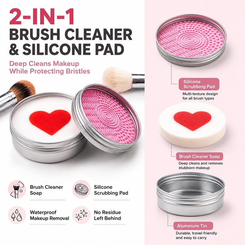 Luslife Makeup Brush Cleaner Soap, with Silicone Pad, 3.53oz(100g), 2-in-1