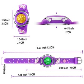 KZKR 3D Children's Watch Girls Watch, 04 Purple, Strap.