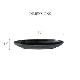 Costa Nova Ceramic Stoneware 13'' Oval Platter - Livia Collection, Matte Black | Microwave, Dishwasher, Oven & Freezer Safe Dinnerware | Food Safe Glazing | Restaurant Quality Serveware