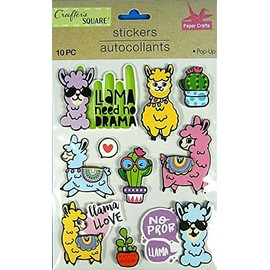 Crafter's Square "Pop-Up" Stickers/Autocollants (Llama)