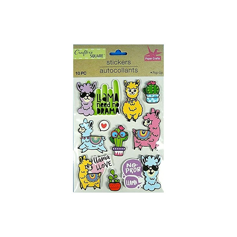 Crafter's Square "Pop-Up" Stickers/Autocollants (Llama)