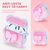 Cute Case for AirPod 4 with Keychain Pink Bow Clear