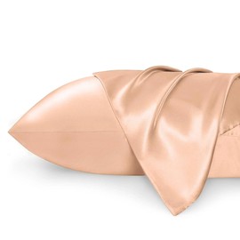 Silk Pillowcase 65x65cm Anti Wrinkle Mite and Non Absorbent 100% Silk for Healthy Hair and Skin Peach
