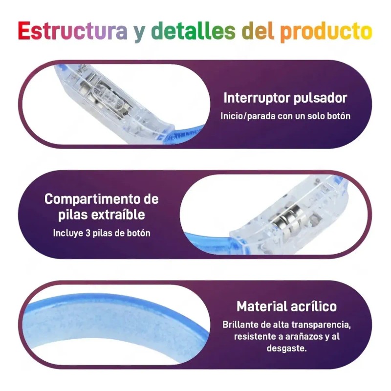 20 Pulseras Luminosas Para Fiestas, Pulseras Led De Neón