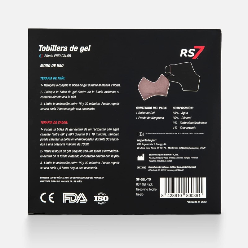 RS7 Gel Pack Neoprene Ankle Support - Cold/Heat Effect