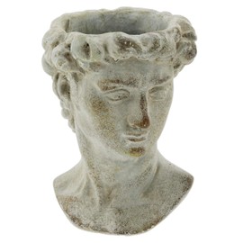 The Bridge Collection Antique Style Old World Greek Statue Head Cement Face Planter Pot
