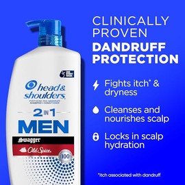 Head & Shoulders Champú y acondicionador anticaspa para hombre con 1% de piritiona de zinc, Old Spice Swagger Paquete individual 2 en 1 para hombre, c