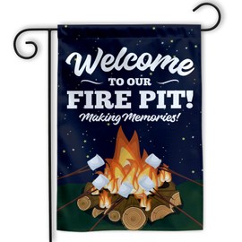 MAIANEY (12"x18") Welcome To Our Fire Pit Garden Flag Camping Garden Flag Making Memories Campsite Campfire Camper Yard Flag Summer Party Camping Gifts Outdoor Decorations Porch Lawn Yard Double Sided