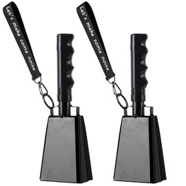 Ministrouetion Cow Bells with Wrist Strap - Cowbell with Handle 2pcs, Customizable Cowbells for Sporting Events, for Football Games,Party, Concert, Graduations, Farm Ranch (black)