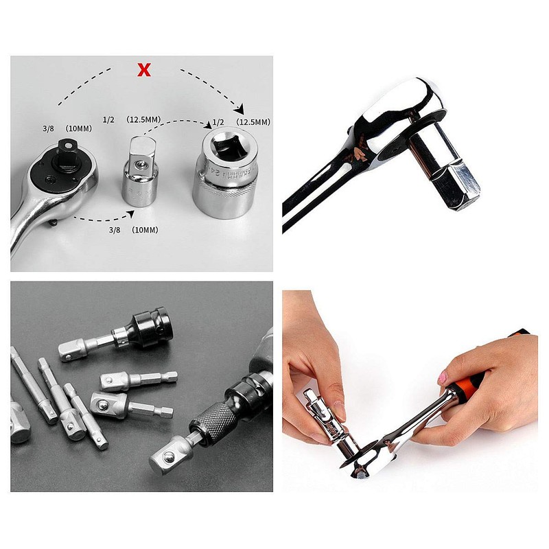 Copechilla 8pcs Hex Shank to Square Socket Drill Socket Adapter