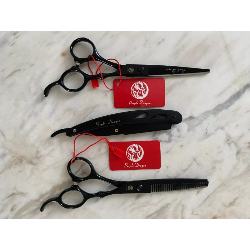 Purple Dragon Kit Tijeras Prof Estilista Barbero Peluquero Estuche 6