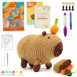 SUEOUX Crochet Hook Set for Beginners, Crochet Set for Animals, Beginner Set for Crochet, Gift for Birthdays, Crochet for DIY Crochet Sets for Adults with Step-by-Step Video Instructions (Kapybara)