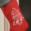 Dibor Knitted Red Stocking with Nordic Tree and Faux Fur