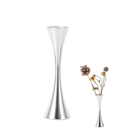 Tall Silver Flower Vase, Metal Flower Vase Small Bud Decorative Floral Vase Silver Slim Flower Vase Floral Container Centerpiece for Decor
