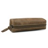 Londo Genuine Leather Zipper Pen, Pencil & Cosmetic Case (Mink),